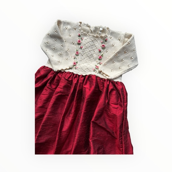 2/3y wild wawa rose Christmas dress embroidered knit with skirted bottom - Picture 3 of 4
